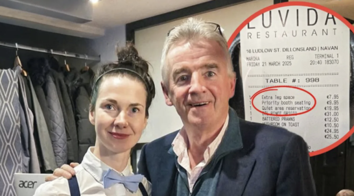 CEO i Ryanair “pagoi” tarifa shtesë në një restorant irlandez dhe interneti po çmendet